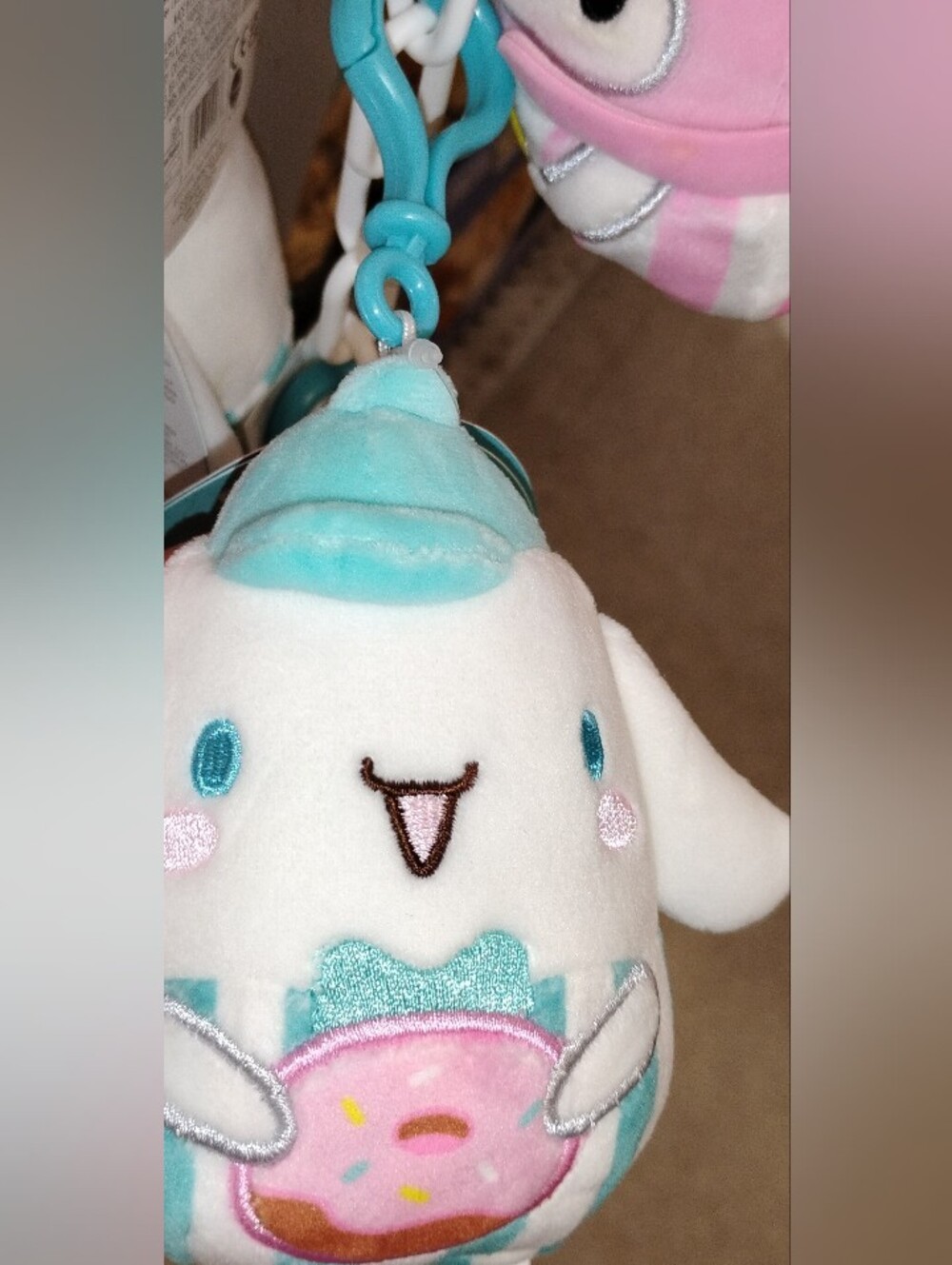 Plush Cinnamaroll Keychain - Teal & White